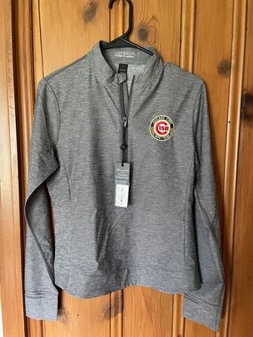 Greyson Gray Heather Quarter-Zip Pullover with Chicago Cubs 150 Patch